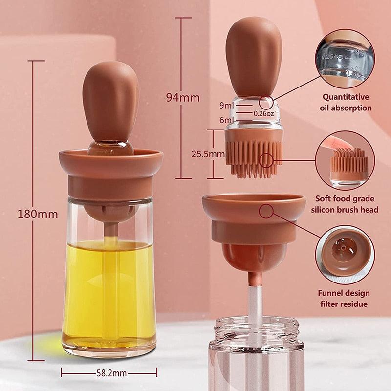 Silicone Oil Dispenser Bottle with Brush