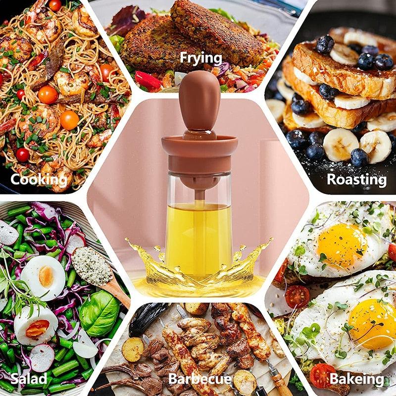 Silicone Oil Dispenser Bottle with Brush